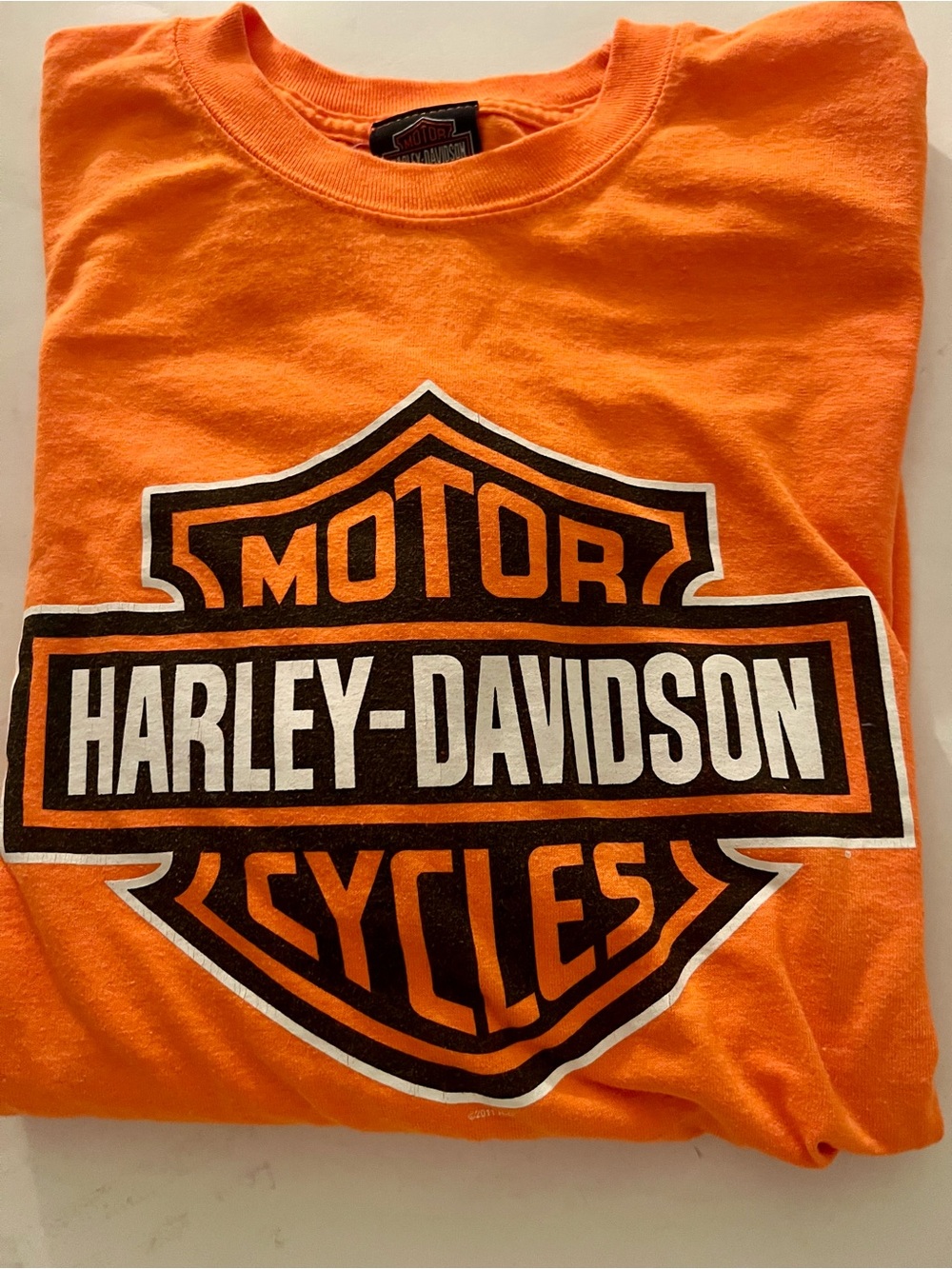 Harley-Davidson Men's Orange Long Sleeve Logo Shirt Size Large - Picture 5 of 11